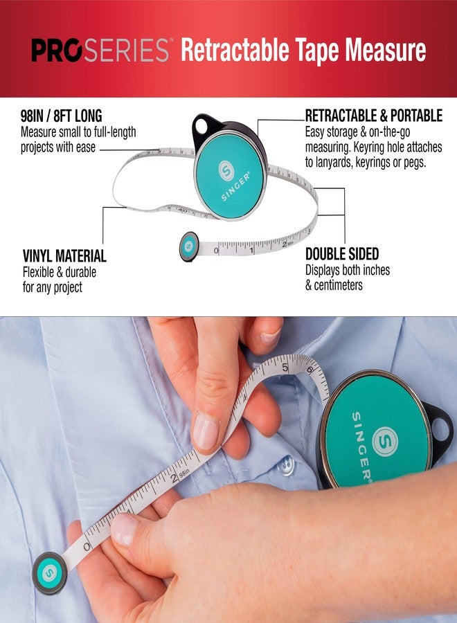 SINGER 50003 ProSeries Retractable Tape Measure, 98-Inch, Teal - Image 2